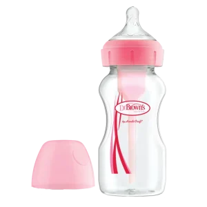 Biberão Options+ Boca Larga Tetina Silicone, Rosa