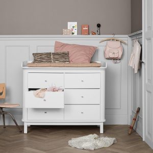 Cómoda Wood 6 Gavetas com Trocador Grande, Branco