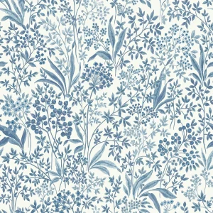 Papel de Parede Nocturne Blue and White