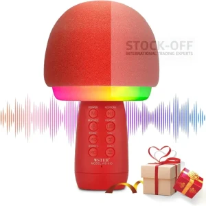 🎤 Mushroom Mic – Coluna e Microfone Bluetooth para Karaoke 🎶✨