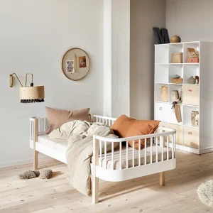 Cama Wood, Branco e Madeira