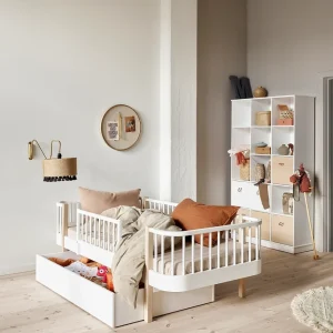 Cama Junior Daybed Wood, Branco e Madeira