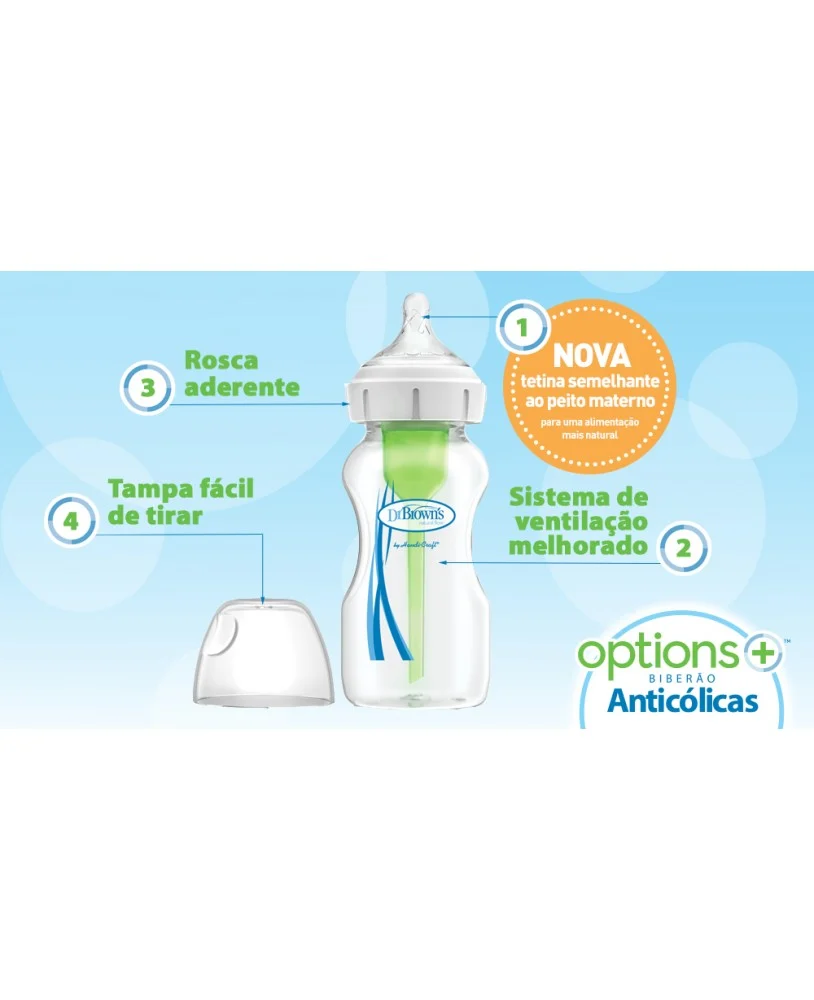 Biberão de Vidro Options+ Boca Larga Tetina Silicone - Image 5
