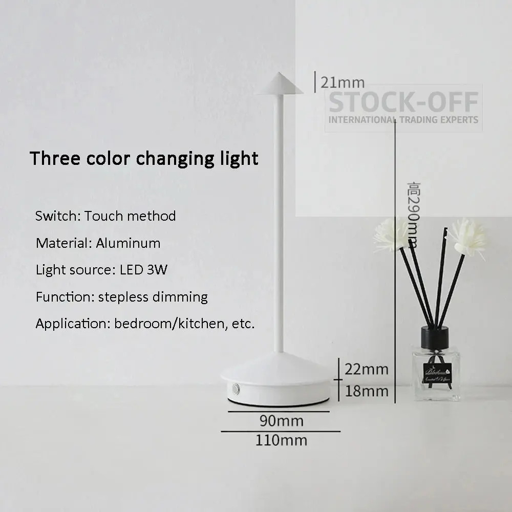 🔥 SUPER DEALS - Lâmpada LED de Mesa Recarregável com Sensor de Toque | 3 Temperaturas de Cor | Escurecimento Stepless | Ideal para Restaurante, Hotel, Bar e Quarto - Image 8