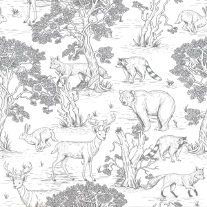 Papel de Parede Animals White